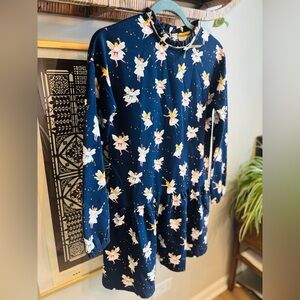 Mini Boden Navy Dress with Fairy Print
